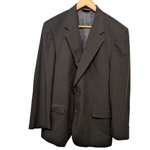 Brooks‎ Brothers Pin Stripe Blazer Navy Blue 43R Pure New Wool Single Breasted